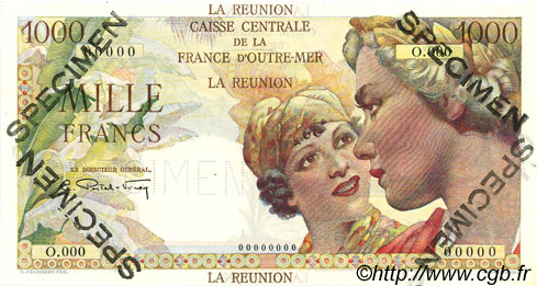 1000 Francs Union Française REUNION  1946 P.47s UNC