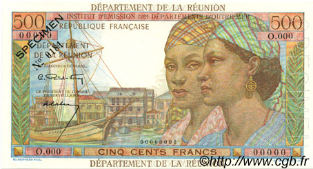 500 Francs Pointe à Pitre REUNION INSEL  1964 P.51s ST