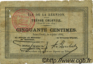50 Centimes REUNION ISLAND  1884 P.05 F