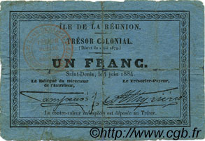 1 Franc REUNION INSEL  1884 P.06 fS