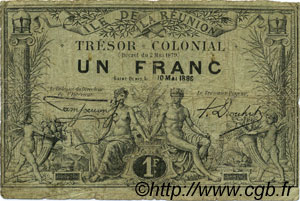 1 Franc REUNION INSEL  1886 P.09 fS