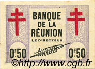 50 Centimes ISOLA RIUNIONE  1943 P.33 FDC