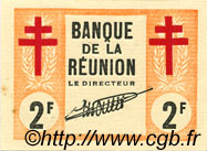 2 Francs Croix de Lorraine REUNION  1943 P.35 UNC-