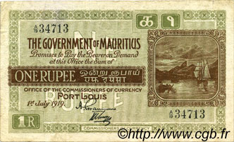 1 Rupee MAURITIUS  1919 P.19 SS
