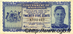 25 Cents MAURITIUS  1940 P.24a AU-
