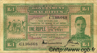 1 Rupee ISOLE MAURIZIE  1940 P.26 BB