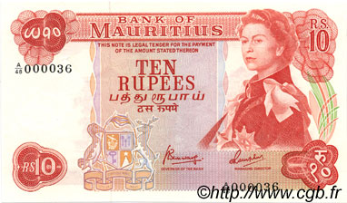 10 Rupees MAURITIUS  1973 P.31c UNC-