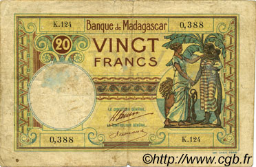 20 Francs MADAGASCAR  1926 P.037 RC+