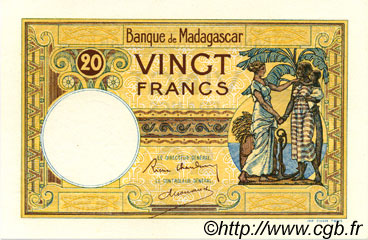 20 Francs MADAGASKAR  1937 P.037s ST