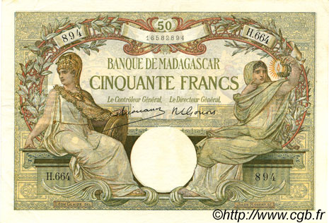 50 Francs MADAGASCAR  1948 P.038 XF