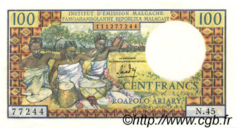 100 Francs - 20 Ariary MADAGASCAR  1964 P.057a SC