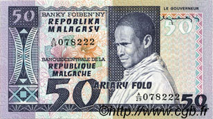 50 Francs - 10 Ariary MADAGASCAR  1974 P.062a UNC