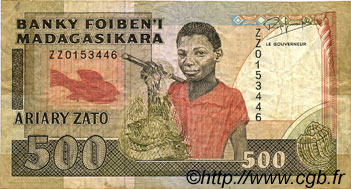 500 Francs - 100 Ariary MADAGASCAR  1988 P.071c F