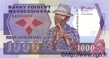 1000 Francs - 200 Ariary MADAGASCAR  1988 P.072a FDC