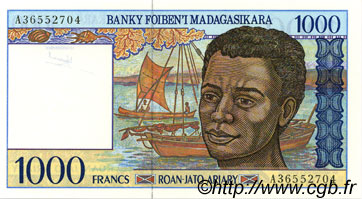 1000 Francs - 200 Ariary MADAGASKAR  1994 P.076a ST