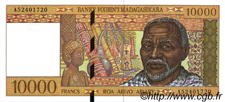 10000 Francs - 2000 Ariary MADAGASCAR  1994 P.079b SC+