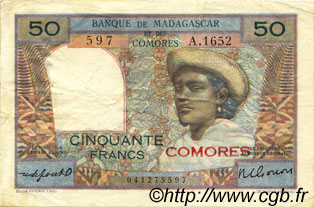50 Francs COMORE  1963 P.02b BB
