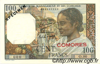 100 Francs KOMOREN  1963 P.03as fST+
