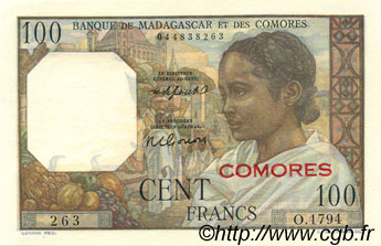 100 Francs COMOROS  1963 P.03b UNC-