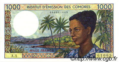 1000 Francs KOMOREN  1976 P.08a ST