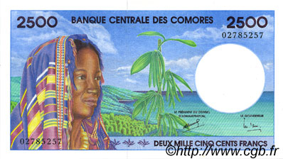 2500 Francs COMORES  1997 P.13 pr.NEUF