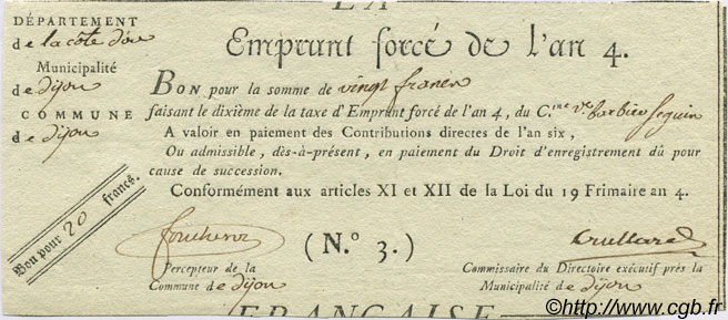 20 Francs FRANCE  1795 Laf.-- XF+