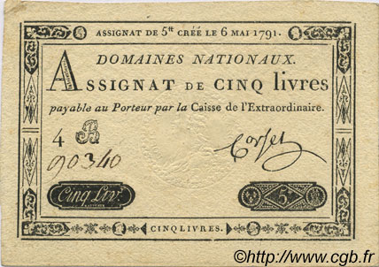 5 Livres FRANCIA  1791 Laf.137 SPL