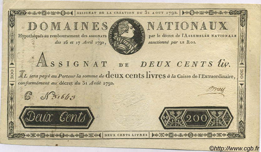 200 Livres FRANCIA  1792 Laf.158 BB