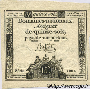 15 Sols FRANCE  1792 Laf.160 SPL