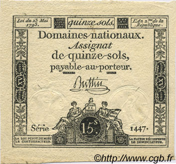 15 Sols FRANCE  1793 Laf.166 UNC-