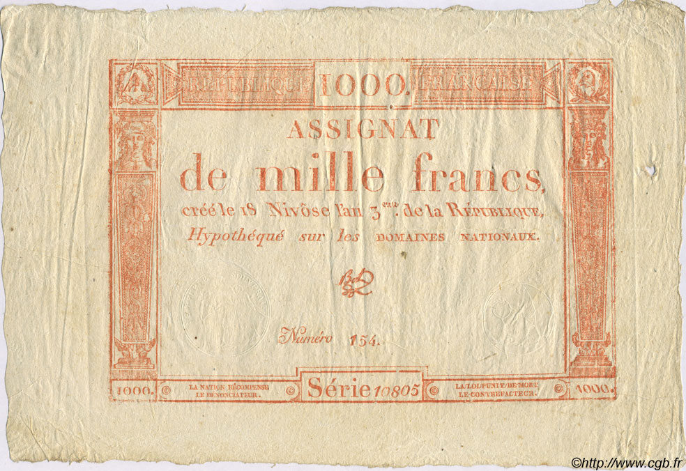 1000 Francs FRANCIA  1795 Laf.175 BB