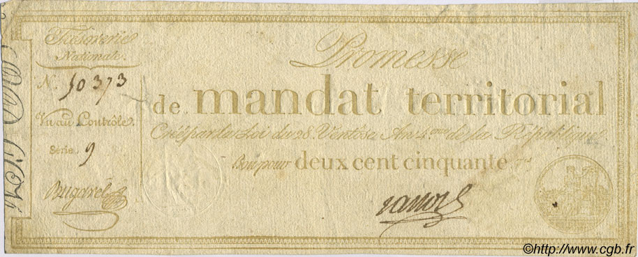 250 Francs FRANCE  1796 Laf.202 VF+