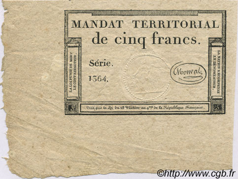 5 Francs FRANCE  1796 Laf.207 AU