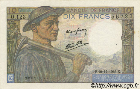 10 Francs MINEUR FRANCE  1946 F.08.16 SPL