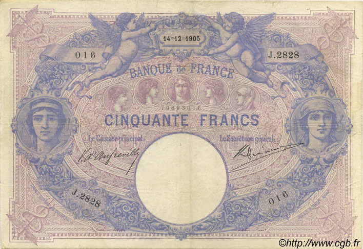 50 Francs BLEU ET ROSE FRANCE  1905 F.14.17 F