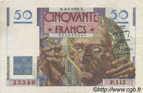 50 Francs LE VERRIER FRANKREICH  1948 F.20.10 VZ