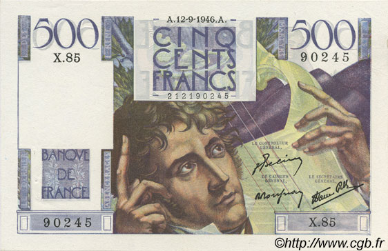 500 Francs CHATEAUBRIAND FRANCE  1946 F.34.06 AU