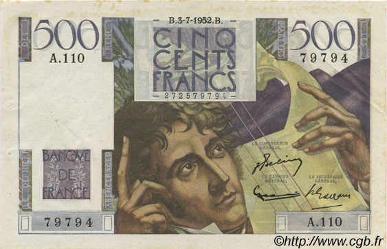 500 Francs CHATEAUBRIAND FRANKREICH  1948 F.34.09 VZ