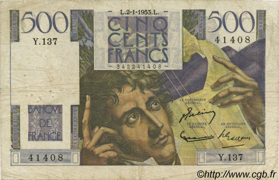 500 Francs CHATEAUBRIAND FRANKREICH  1953 F.34.11 S