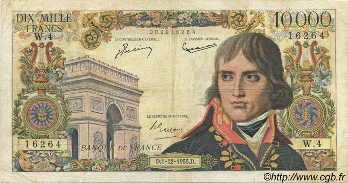 10000 Francs BONAPARTE FRANCIA  1955 F.51.01 MB