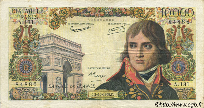 10000 Francs BONAPARTE FRANCIA  1958 F.51.13 MB