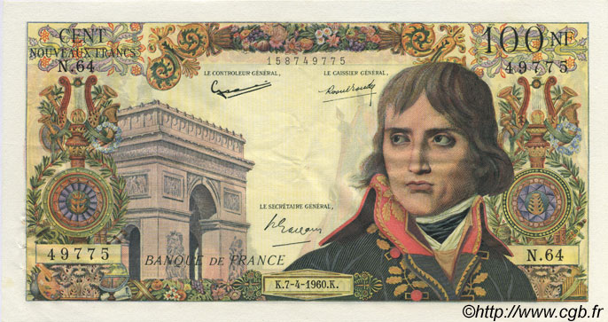 100 Nouveaux Francs BONAPARTE FRANCIA  1960 F.59.06 SPL
