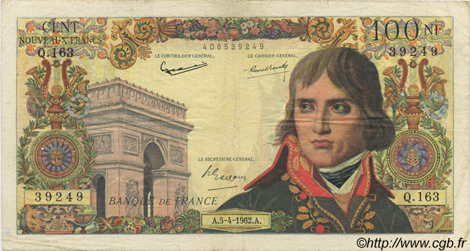 100 Nouveaux Francs BONAPARTE FRANCIA  1962 F.59.15 MB