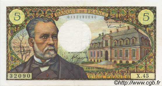 5 Francs PASTEUR FRANCIA  1966 F.61.04 SPL