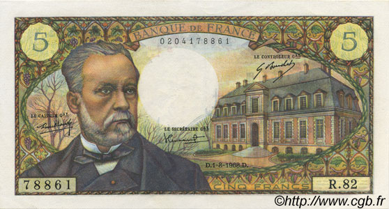5 Francs PASTEUR FRANCE  1968 F.61.08 SUP+