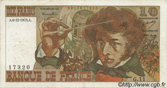10 Francs BERLIOZ FRANCE  1973 F.63.02 F+