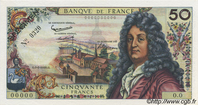 50 Francs RACINE FRANCIA  1962 F.64.01Spn SC