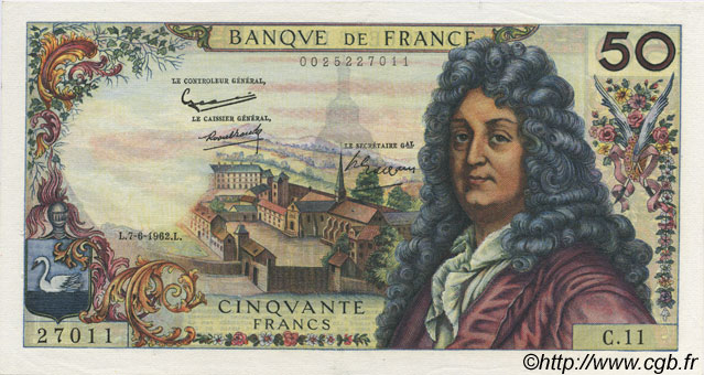 50 Francs RACINE FRANCIA  1962 F.64.01 SPL+
