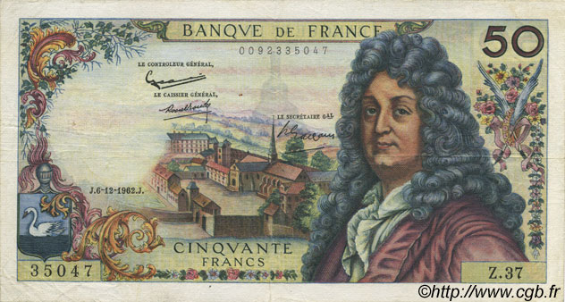 50 Francs RACINE FRANCIA  1962 F.64.03 MBC