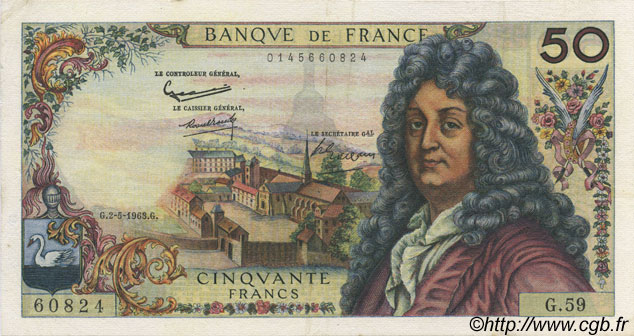 50 Francs RACINE FRANCE  1963 F.64.05 XF-